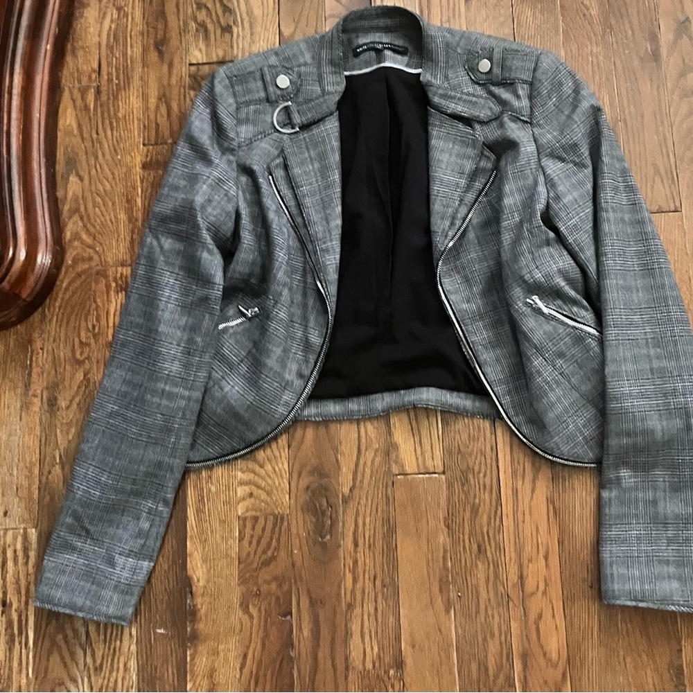White House Black Market Plaid Moto Jacket (Women’s Size 8, Cropped)